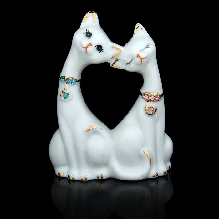 Сувенир "Киски милуются", со стразами, под фарфор