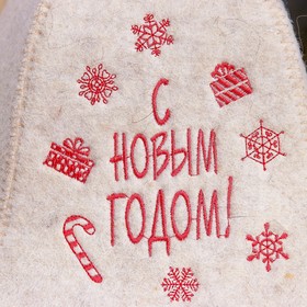 

Колпак для бани шапка "С Новым Годом, снежинки" войлок, белая
