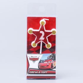 

Свеча в торт цифра Дисней 2, Тачки, звезда,красно-золотые