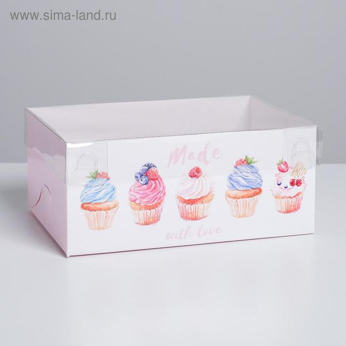 

Коробка для капкейков, кондитерская упаковка, 6 ячеек «Made with love», 23 х 16 х 10 см