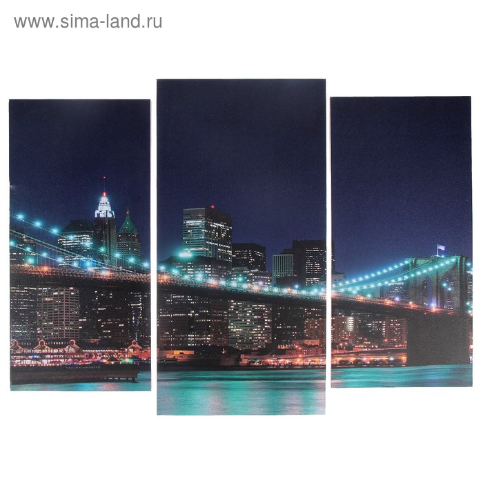 Модульная картина Ночной мост (2-25х52; 1-30х60) 60х80 см