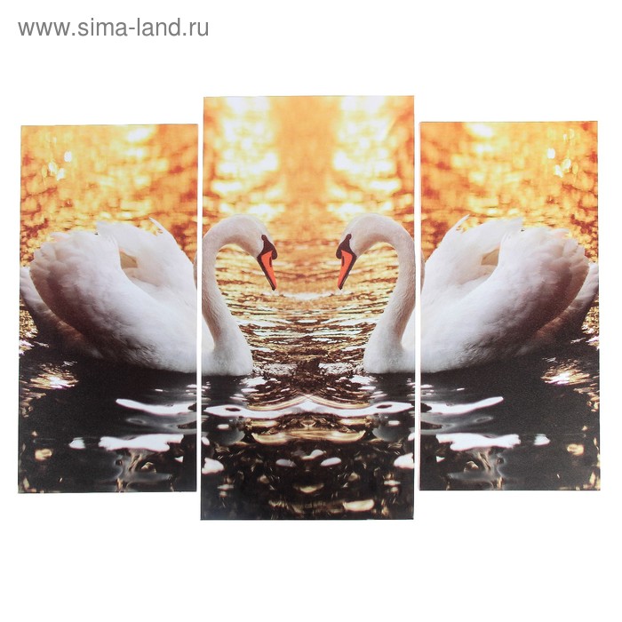 Модульная картина Лебединое озеро (2-25х52; 1-30х60) 60х80 см модульная картина кофе с кексами 2 25х52 1 30х60 60х80 см