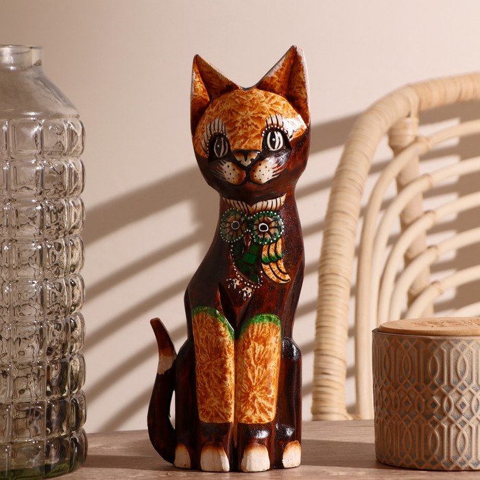 Интерьерный сувенир "Кошка с совой" 30 см
