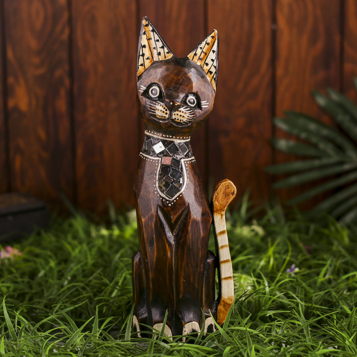 Интерьерный сувенир "Кошка с блестящим галстуком" 30 см