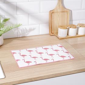 Коврик для сушки посуды Доляна «Фламинго», 25×40 см, лён Ош