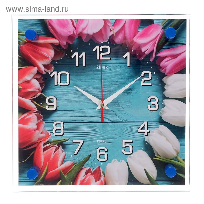 фото Часы настенные, серия: цветы, "бутоны", 25х25 см 21 век