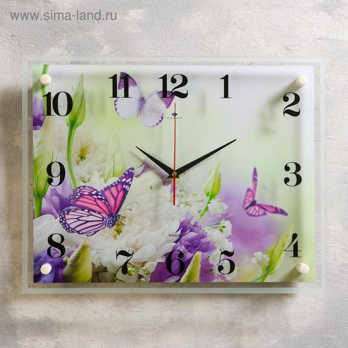 Часы настенные: Цветы, Бабочка, бесшумные, 35 х 45 см часы настенные цветы любовь бесшумные 25 х 35 см