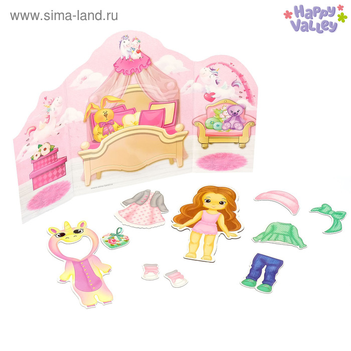 фото Магнитный набор с куклой, фоном и наклейками «малышка полли» happy valley