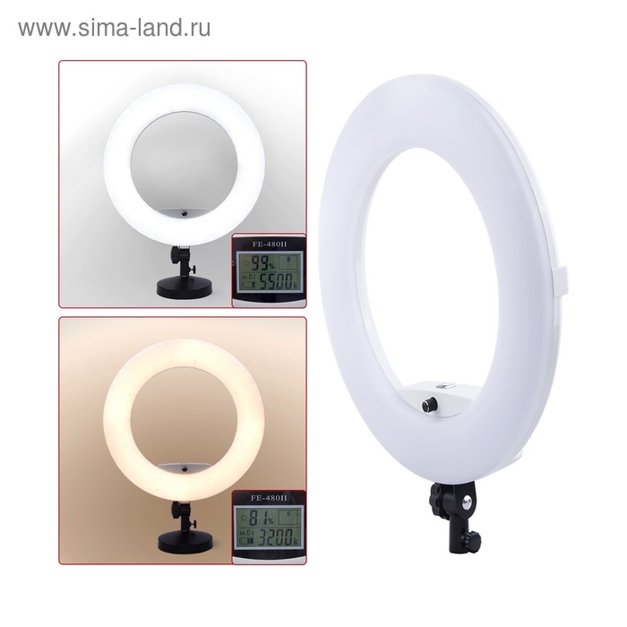 Кольцевая лампа OKIRA LED RING FE 480 PRO, 96 Вт, 480 светодиодов, d=45 см, + штатив, черная
