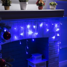 

Гирлянда «Бахрома» 3 × 0.5 м, IP20, прозрачная нить, 80 LED, свечение синее, 8 режимов, 220 В, УЦЕНКА