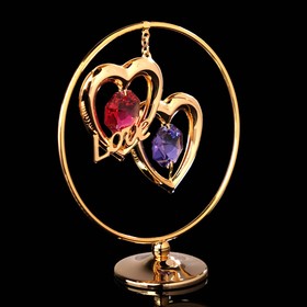 Сувенир «Сердца в кольце», 3×7×8 см, с кристаллами Ош