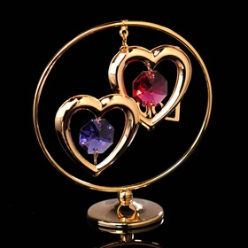 Сувенир «Сердца в кольце», 3×7×8 см, с кристаллами от Сима-ленд