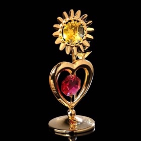 Сувенир «Сердце с солнцем», 3×3×8 см, с кристаллами Ош