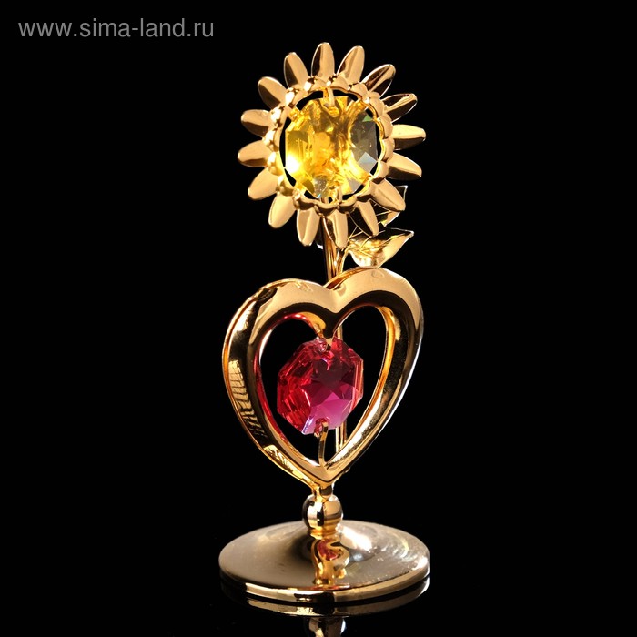 Сувенир «Сердце с солнцем», 3×3×8 см, с кристаллами