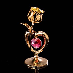 Сувенир «Тюльпан с сердцем», 3×3×8 см, с кристаллами от Сима-ленд
