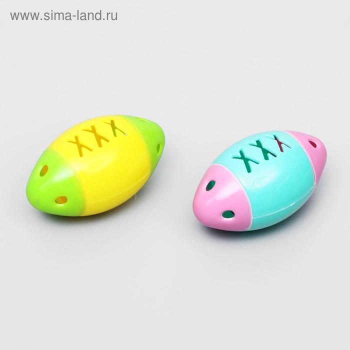 фото Игрушка для кошек с бубенчиком "регби-мяч", 7 х 4 см, пластик, микс цветов пижон