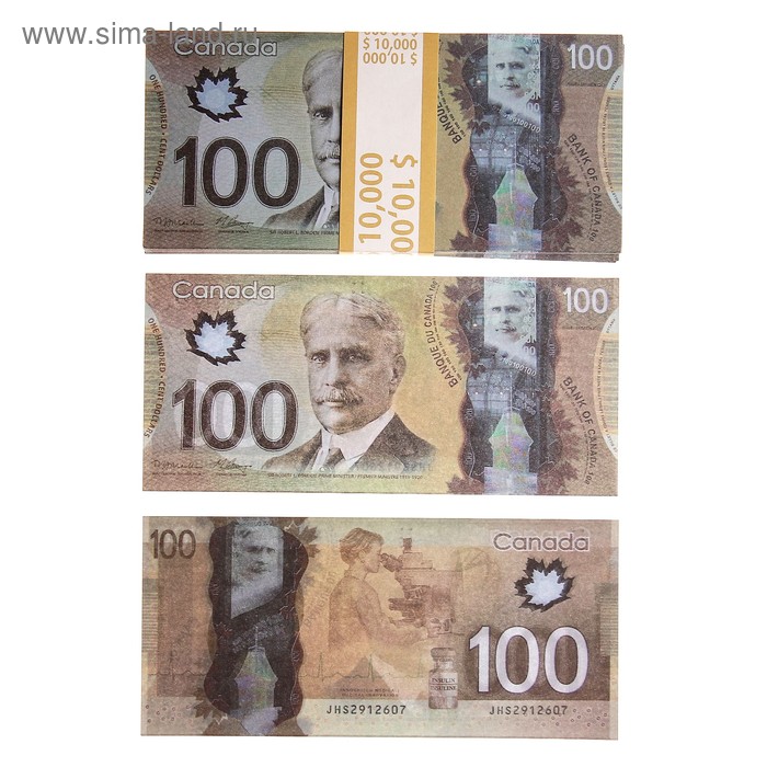 Пачка купюр 100 канадских долларов пачка купюр 100 евро