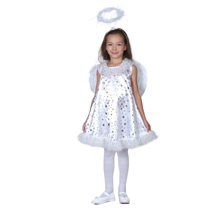 Карнавальный костюм "Звёздный ангел", нимб, платье, крылья, р-р 30, рост 110-116 см