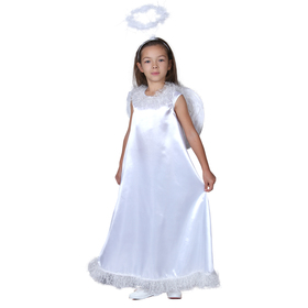 Карнавальный костюм "Белый ангел", нимб, платье, крылья, р-р 32, рост 122-128 см