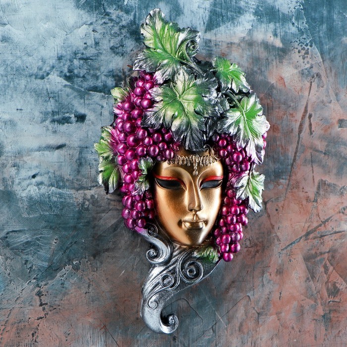 фото Венецианская маска "виноград" золото 30см хорошие сувениры
