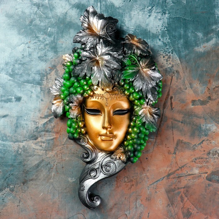 Венецианская маска "Виноград" золото  30см