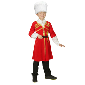 Костюм для лезгинки, для мальчика: папаха, черкеска, р-р 32, рост 122-128 см, цвет красный