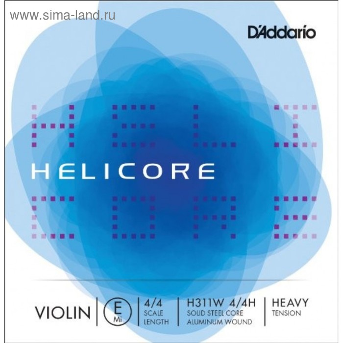 фото Струна скрипичная d'addario h311w 4/4m helicore, 4/4 medium (w/wound e) 1 струна d`addario