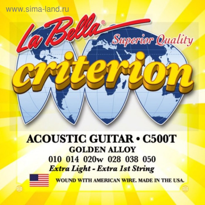 цена Струны для акустической гитары LA BELLA C500T Extra Light, бронза
