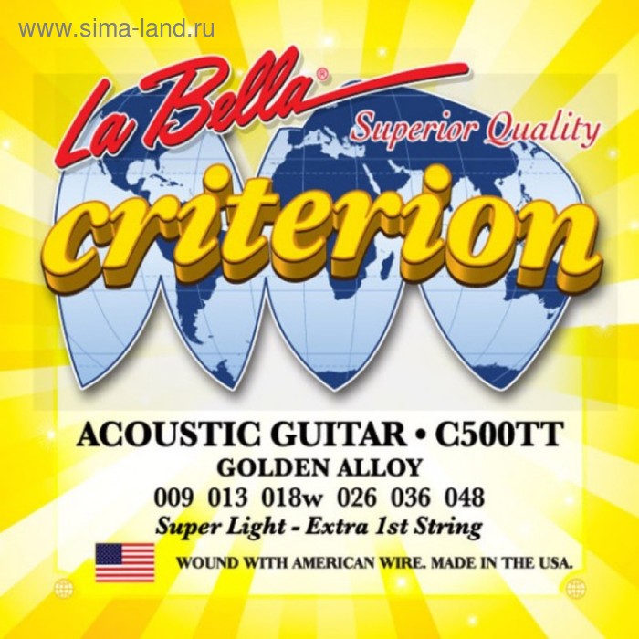 Струны для акустической гитары LA BELLA C500TT Super Light, бронза цена и фото