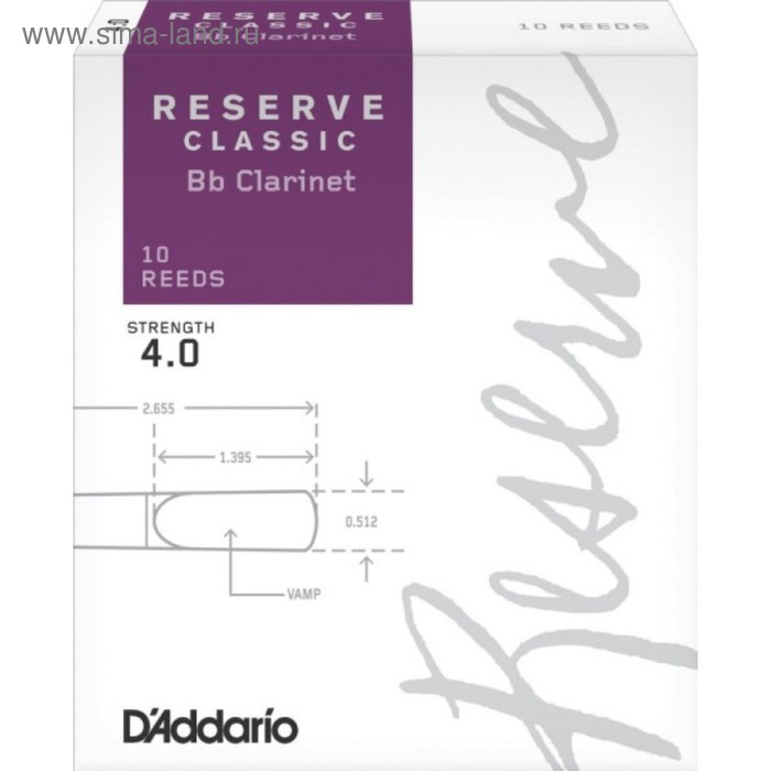 

Трости для кларнета RICO DCT1040 Reserve Classic Bb №4 10 шт/уп