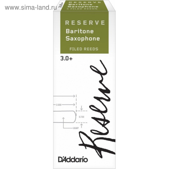 

Трости для саксофона баритон RICO DLR02305 Reserve №3+, 2 шт/упак