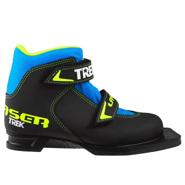 Ботинки лыжные TREK Laser, NN75, искусственная кожа, искусственная кожа, цвет чёрный/синий, лого лайм-неон/белый, размер 32
