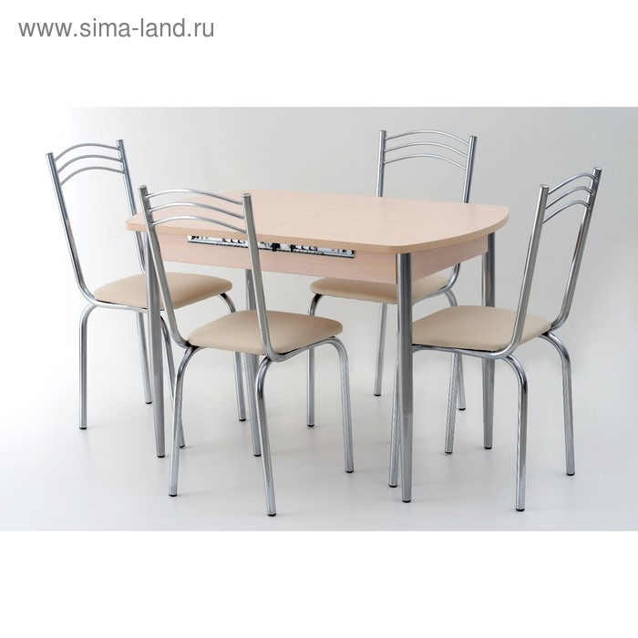 Комплект «Вегас NEW», стол 1100(1450) × 700 × 750 мм, 4 стула, цвет дуб молочный комплект вегас new стол 1100 1450 × 700 × 750 мм 4 стула цвет венге