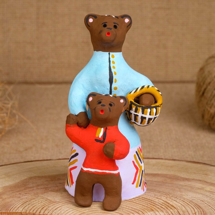 Сувенир «Медведица с медвежонком», 8×10×15 см, каргопольская игрушка