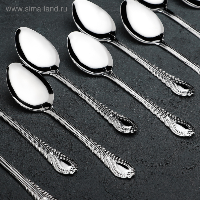фото Набор ложек столовых из нержавеющей стали «камея», длина 18 см, 12 шт