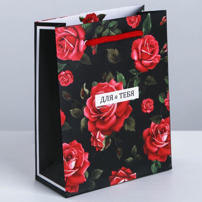 Пакет ламинированный вертикальный «Розы алые», S 15 × 12 × 5.5 см