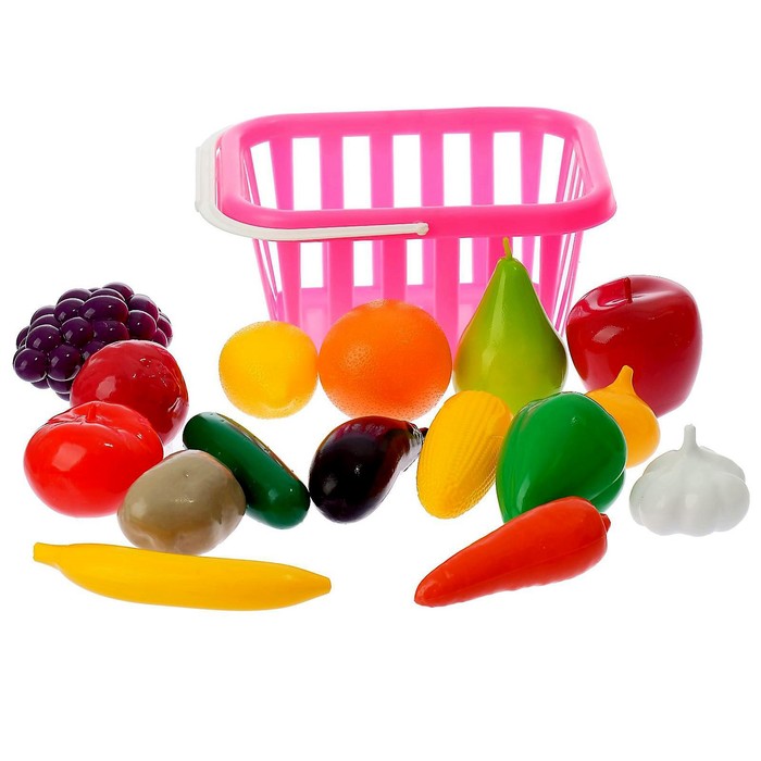фото Набор «фрукты и овощи» в корзине, 17 предметов, цвета микс совтехстром