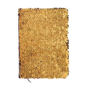 Записная книжка подарочная формат А5, 80 листов, линия, Пайетки двухцветные розово-золотистые от Сима-ленд