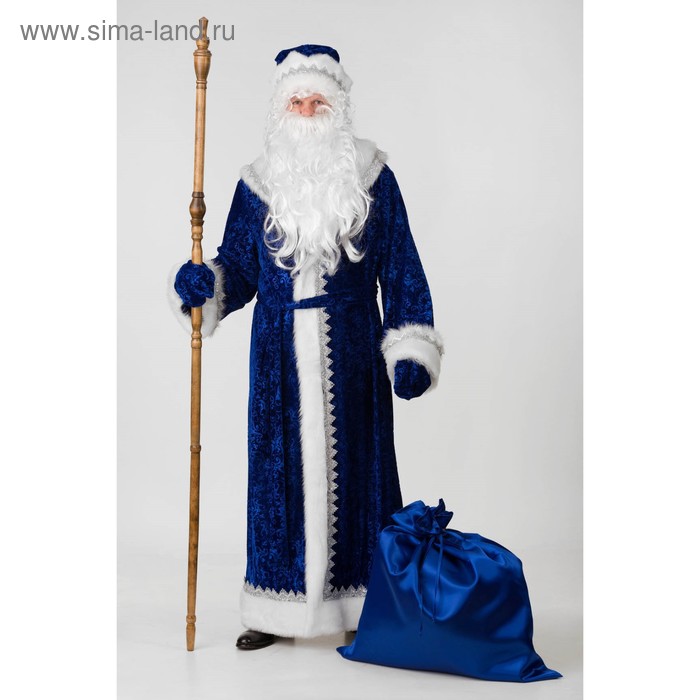 костюм взрослый дед мороз велюр тиснение красный 54 56 Карнавальный костюм «Дед Мороз», велюр тиснение, размер 54-56