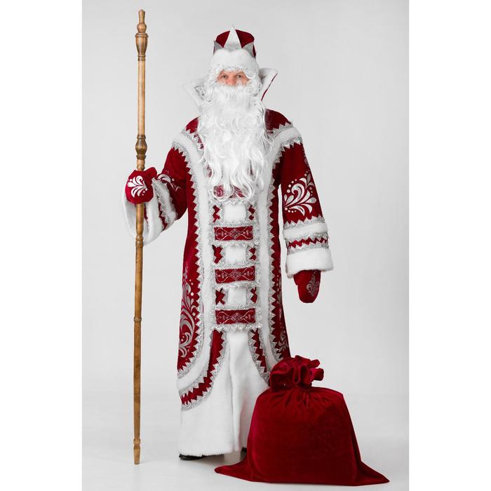 Карнавальный костюм «Дед Мороз Купеческий», р. 54-56, цвет красный