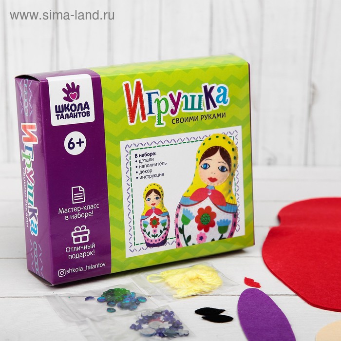 

Набор для создания игрушки из фетра «Матрёшка с цветочками», игла, инструкция