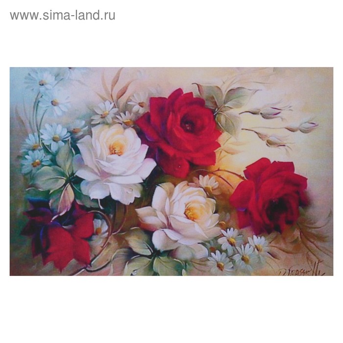 

Алмазная мозаика «Винтажный букет» 29×19см, 39 цветов
