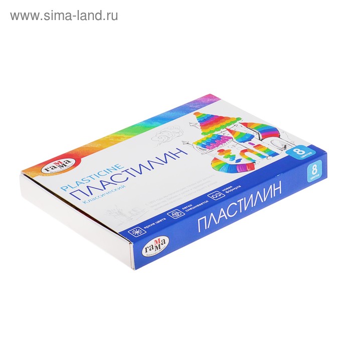 

Пластилин 8 цветов 160 г, "Классический", со стеком