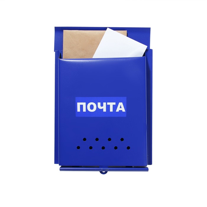 Ящик почтовый без замка (с петлёй), вертикальный, «Почта», синий ящик почтовый с замком вертикальный почта синий