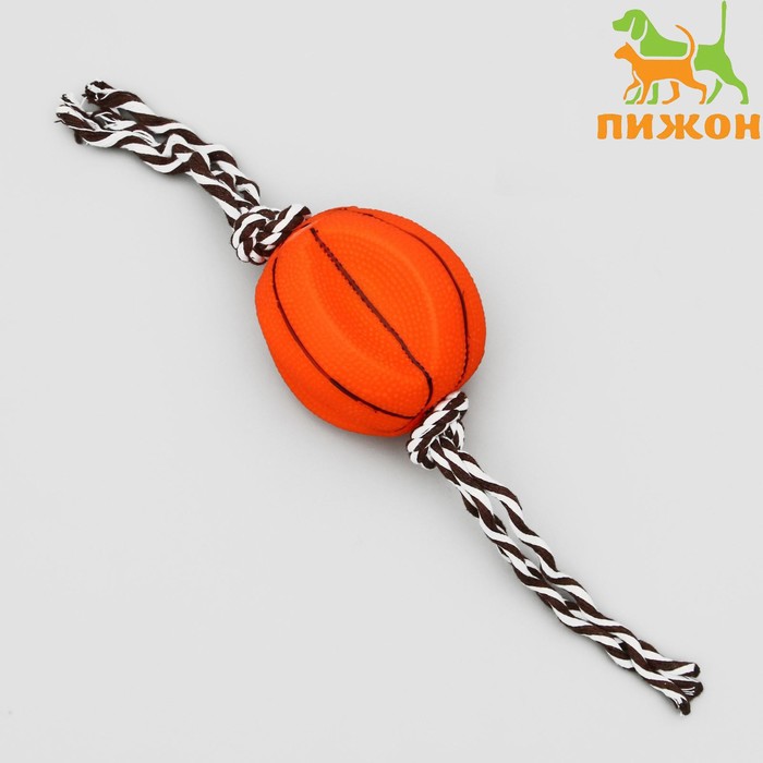 Игрушка на канате Баскетбольный мяч для собак, 9 см, микс цветов homepet игрушка для собак мяч на канате 7см длина 25см 72514 0 1 кг 2 шт