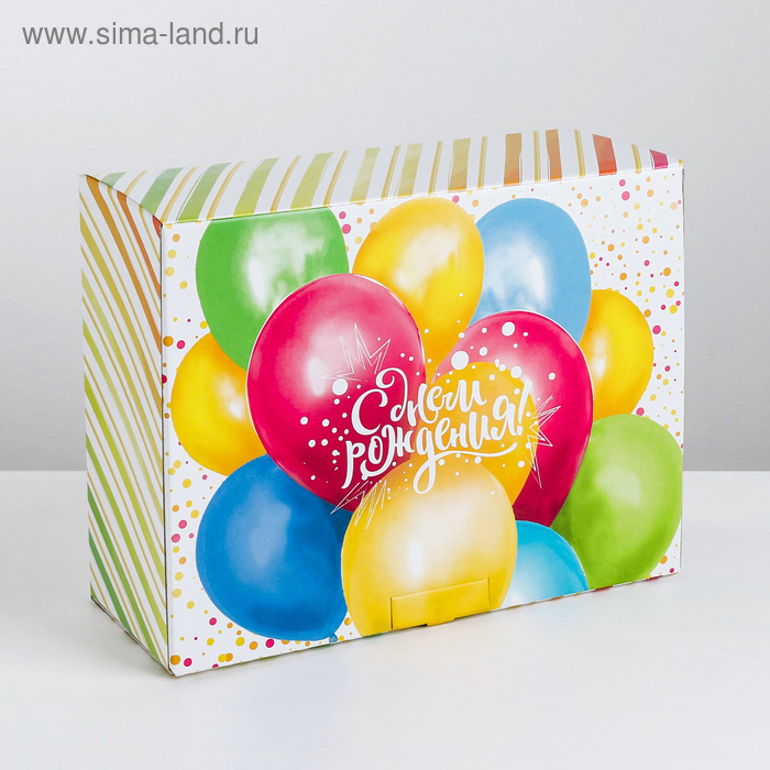 Коробка‒пенал, упаковка подарочная, «С Днём рождения», 30 х 23 х 12 см