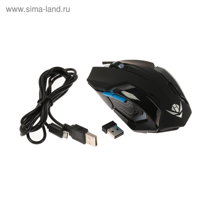 Мышь Nakatomi MROG-20UR Gaming, игровая, беспроводная, аккумуляторная, USB, чёрная