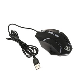 Мышь Nakatomi MOG-03U Gaming, игровая, проводная, 4 кнопки, подсветка, 1600 dpi, USB, чёрная Ош