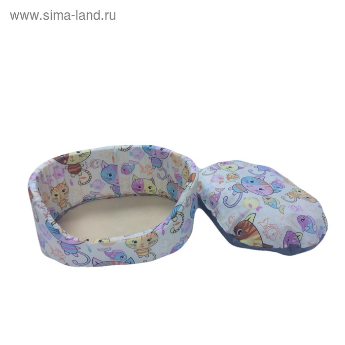 

Лежанка овальная "Коты", 40 х 28 х 18 см, микс расцветок
