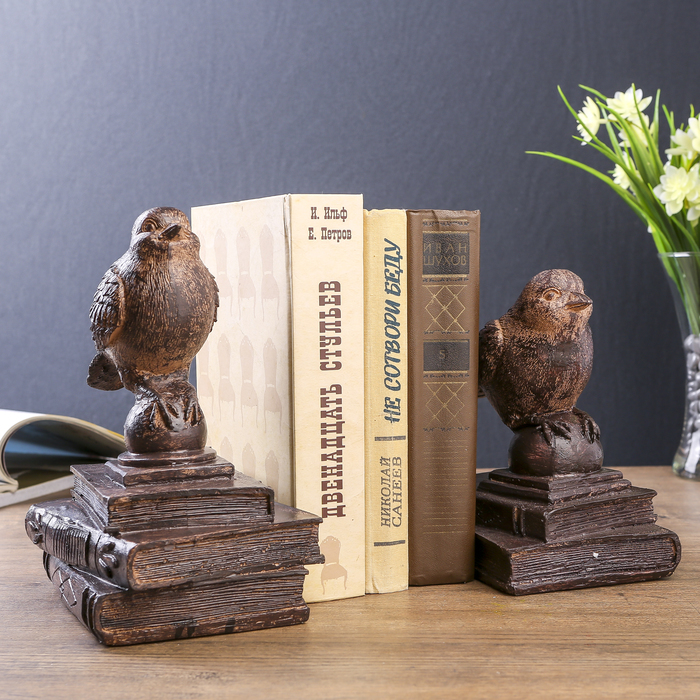 Держатели для книг "Птички на старых книгах" набор 2 шт 21х15,3х13 см